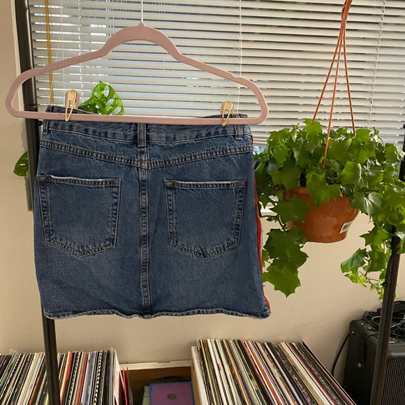 Denim Mini Skirt with Racing Stripe - Picture 3 of 4